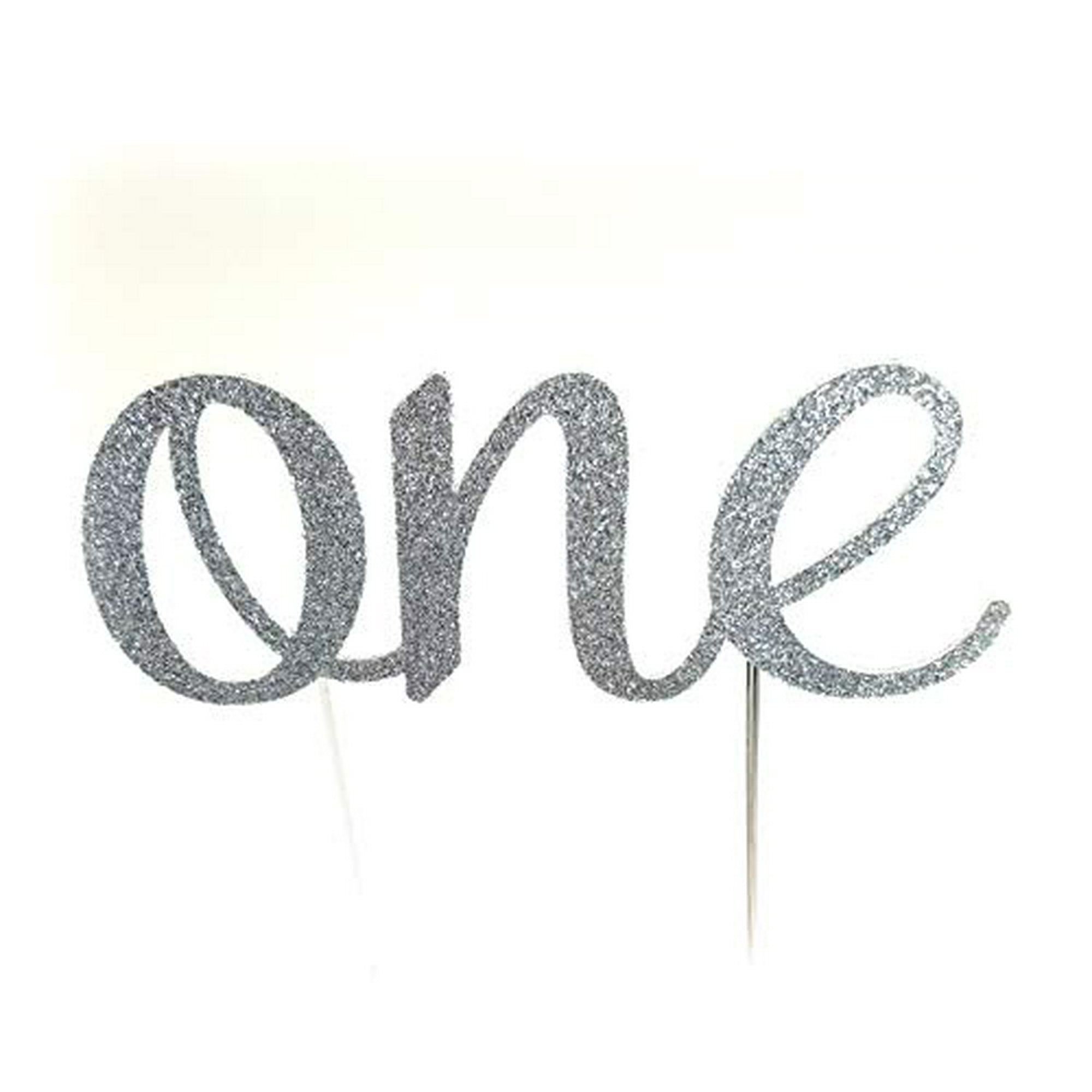 - One - with Double Sided Glitter Stock First Birthday Cake Topper Decoration 1st Moana